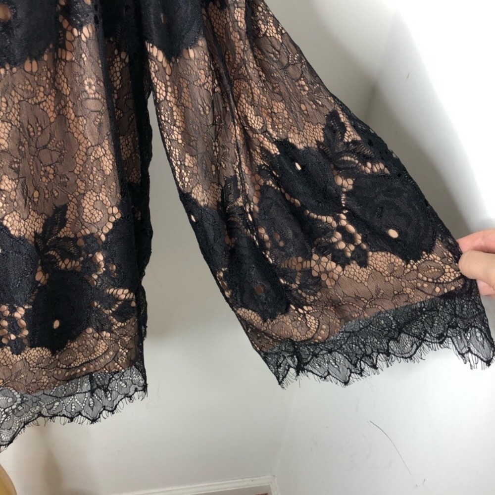 NWOT Fab Rick black lace peasant top